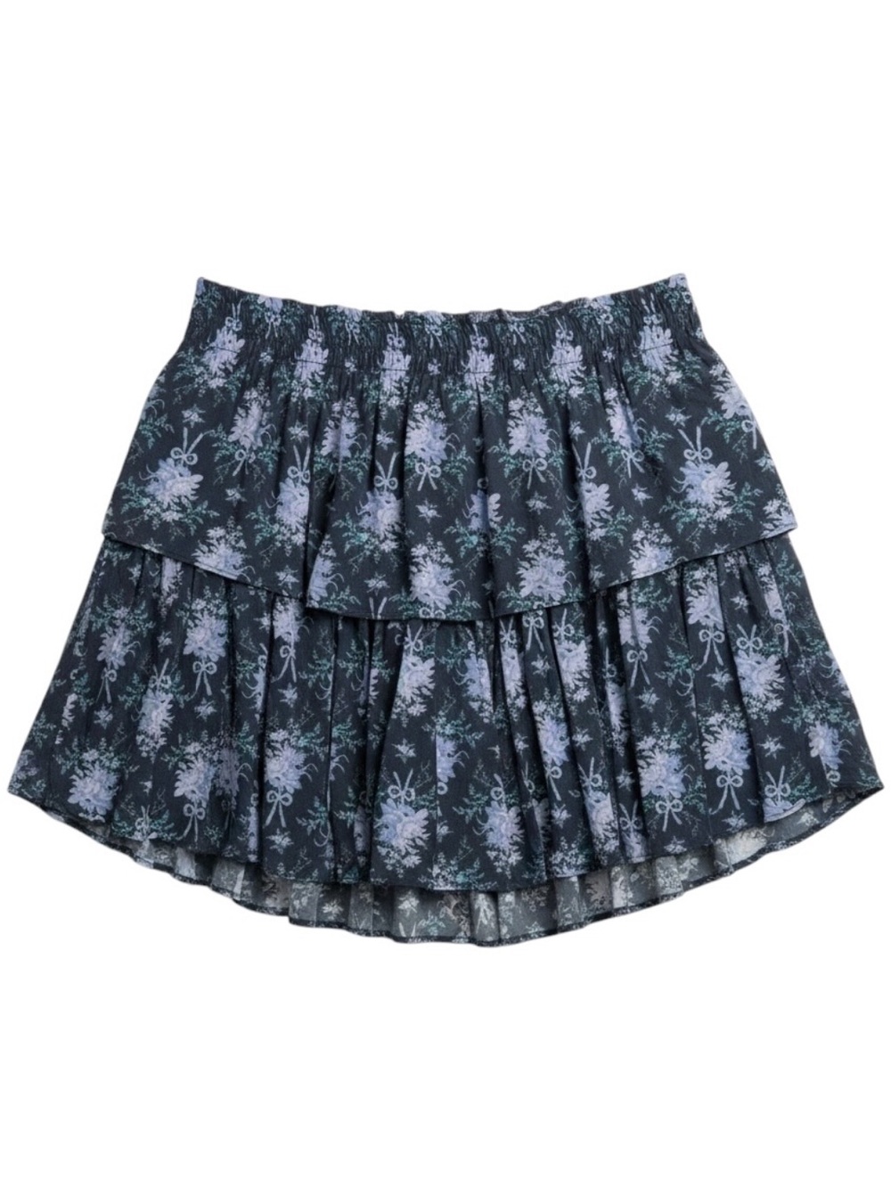 LoveShackFancy Ruffle Mini Skirt in Blue Noir Size Medium